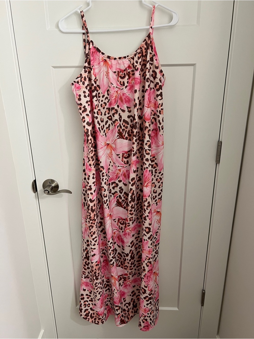 Pink Floral with Leopard Print Lounging Dress
